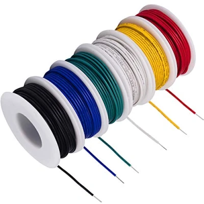 Afbeelding van TUOFENG 20awg Solid Core Hookup Draad 6 Verschillende Kleuren Jumper Wire 26,3 ft of 8 m elk, 20 meter PVC vertind koperdraad (OD: 1,7 mm) Bovenhaak Kit
