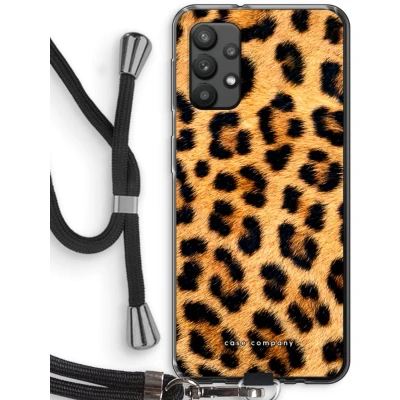 Afbeelding van Case Company® hoesje met Koord geschikt voor Samsung Galaxy A32 4G Luipaard Telefoonhoesje Zwart Bescherming aan alle Kanten en Over de Schermrand