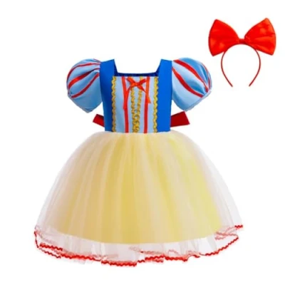 Afbeelding van Lito Angels Kostuum van tule, prinses, sneeuwwit, met hoofdband, kinderen, meisjes, maat 6 7 jaar