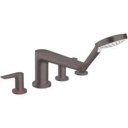 Afbeelding van Hansgrohe Talis E 4 gats Badrandkraan mengkraan brushed black chrome Incl. handdoucheset