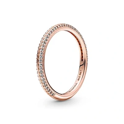 Afbeelding van Pandora ME 14 karaat roségoud vergulde metalen pavé ring met heldere zirkonia, Sterling zilver, Geen edelsteen