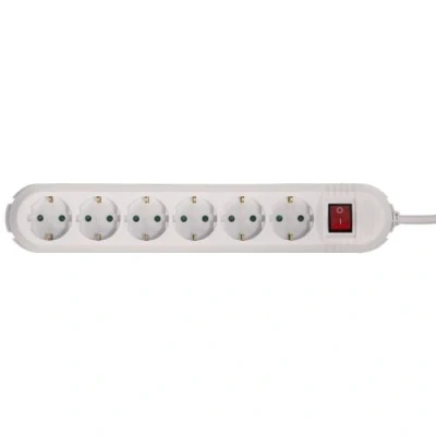 Image de Hama &quot;90&quot; 6 Way Power Strip Coupe circuit CA 230 V 3500 Watt connecteurs de sortie : 2 m cordon blanc