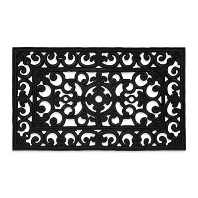 Afbeelding van Relaxdays deurmat rubber buiten 75 x 45 ornamenten schoonloopmat droogloopmat