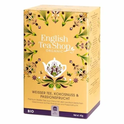 Afbeelding van English Tea Shop witte thee Coco en biologische passievrucht Premium met kokosnoot 20 zakjes verkozen tot beste biologisch