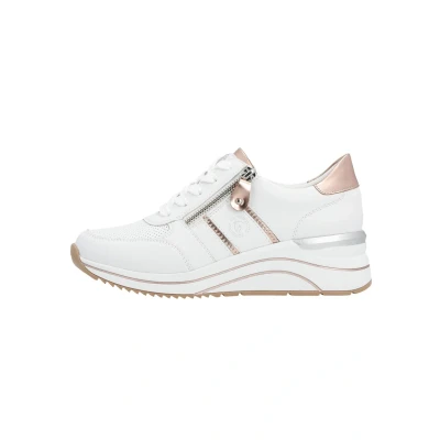 Afbeelding van Remonte Sneakers laag white copper, Dames, Maat: 38, copper Leer en imitatieleer