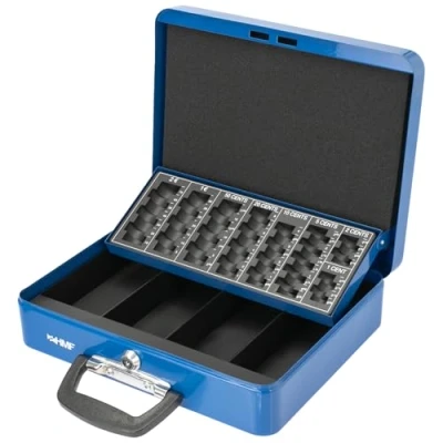 Afbeelding van HMF 10016 05 geldcassette met draaggreep, 30 x 24 9 cm, blauw
