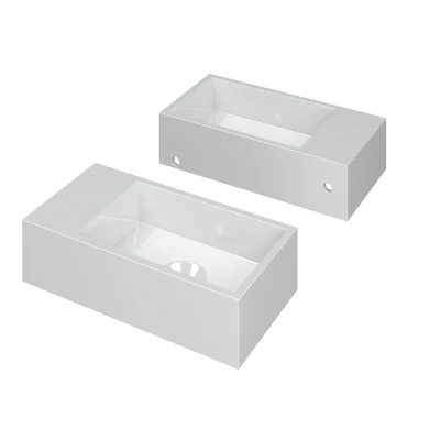 Afbeelding van INK Versus Fontein 36x18x9cm wasbak rechts 0 kraangaten Polystone Glans Wit Duurzaam materiaal