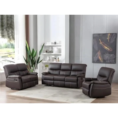 Afbeelding van Tweezits relaxbank in bruin kunstleer CANBY L 133 cm x H 95 D 90