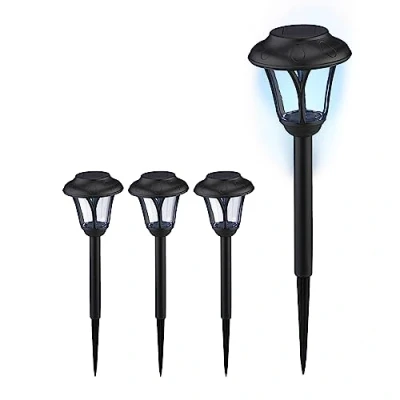 Afbeelding van Relaxdays solar tuinlampen buitenlampen met grondpen 39 cm verlichting led Pak van 4