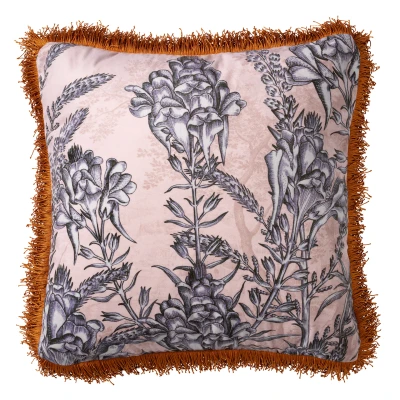 Afbeelding van Dutch Decor MOYA Kussenhoes 45x45 cm Pumice Stone beige met bloemenpatroon