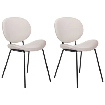 Afbeelding van Beliani LUANA Eetkamerstoel set van 2 Beige Fluweel
