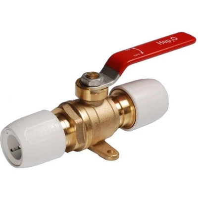Afbeelding van Wavin kogelafsluiter recht Hep2O, huis messing, nom. bi diam aansluiting 1 15mm