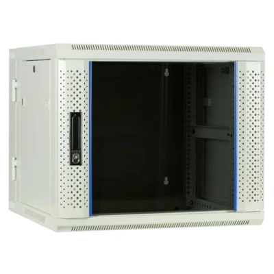 Afbeelding van DSIT 9U witte wandkast / serverbehuizing (kantelbaar) met glazen deur 600x600x500mm (BxDxH) 19 inch