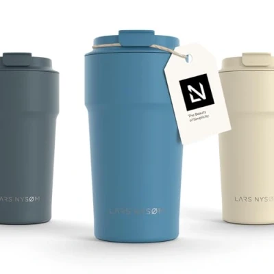 Afbeelding van LARS NYSØM &#039;Bevægelse&#039; Thermos Coffee Mug to go 500ml BPA vrij met Isolatie Lekvrije Roestvrijstalen Thermosbeker Niagara