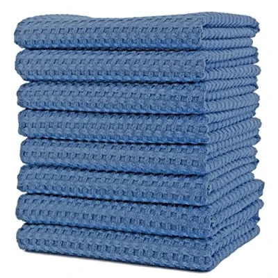 Afbeelding van Polyte Ultra premium microvezel keukendoek met wafelpatroon 8 pack blauw 40,6 x 71,1 cm
