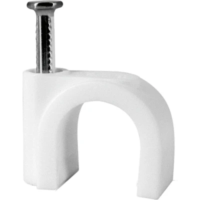 Afbeelding van Tack Spijkerclips 6mm Rond Wit 100st per doosje
