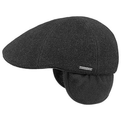 Afbeelding van STETSON Texas Herentop met oorkleppen, platte wol vizier, oorkussens, voering, herfst winter, Antraciet
