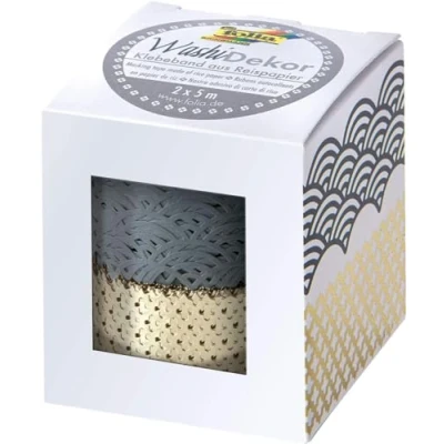 Afbeelding van Folia 29201 Washi tape Grijs/goud 5 meter 2 stuks