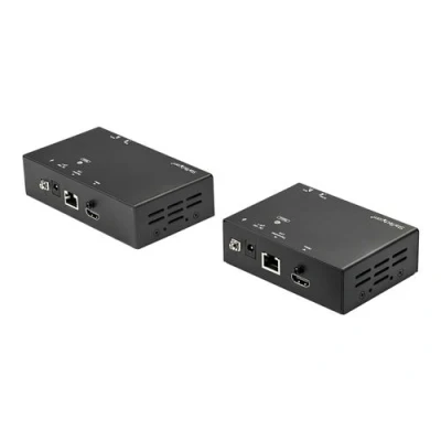 Image de StarTech.com Adaptateur HDMI 4K 60 Hz sur Ethernet jusqu&#039;à 70 m avec Power Over Cable Convertisseur 1080p RJ45 100 Rallonge vidéo/audio/infrarouge plus de CAT 5e/6 Conformité TAA 110 g