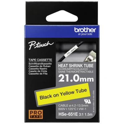 Afbeelding van Brother HSE631E Labeltape krimpkous Tapekleur: Geel Tekstkleur: Zwart 11.2 mm 1.5 m