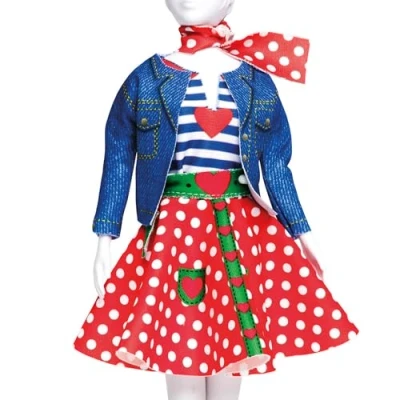 Afbeelding van Making Couture Outfit kit Lucy Polka Dots Dress YourDoll PN 0164659