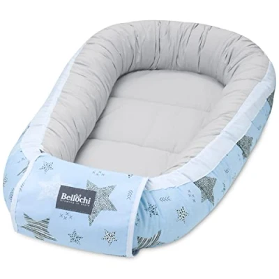 Afbeelding van Bellochi Rigel Star Bedverkleiner, babywig voor bed, babycocon, 100% katoen, 0 12 maanden, babynest, 90 x 60 cm