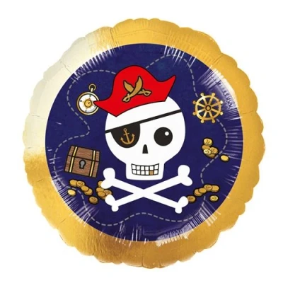 Image de ballon aluminium rond pirate carte aux trésors 43cm bleu 4331975