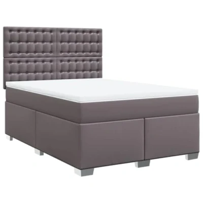 Afbeelding van vidaXL Boxspring met matras kunstleer grijs 140x200 cm