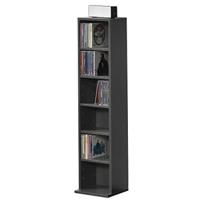 Afbeelding van CD DVD kast vakkenkast met 6 planken 90x20x20 cm donkergrijs