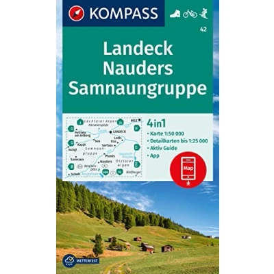 Afbeelding van KOMPASS Wanderkarte 42 Landeck, Nauders, Samnaungruppe 1:50.000