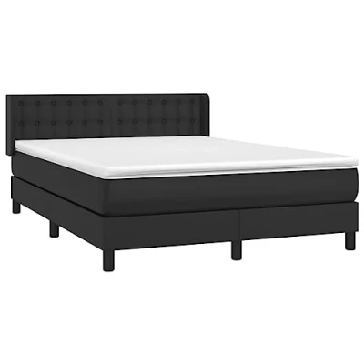Image de vidaXL Sommier à lattes de lit avec matelas Noir 140x200 cm Similicuir