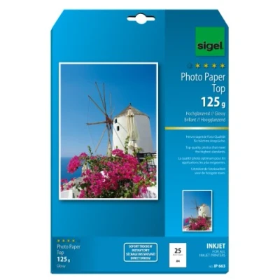 Afbeelding van inkjetpapier Sigel A4 125grs Foto papier pak a 25 vel hoogglans hoogwi