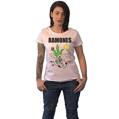 Afbeelding van Ramones Dames Tshirt 2XL Loco Live Wit