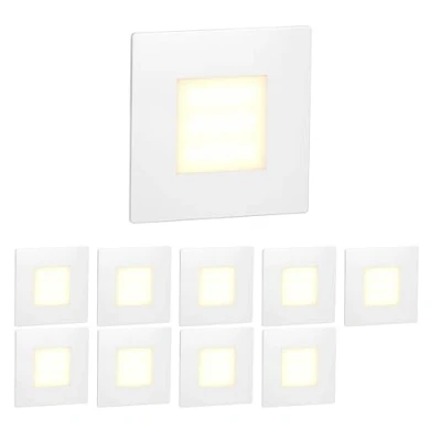 Afbeelding van ledscom.de 10 stuks LED trapverlichting / FEX inbouwwandlamp voor binnen en buiten, vierkant, 85 x mm, warm wit