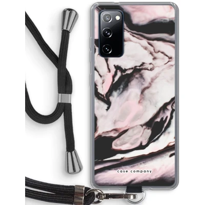 Afbeelding van Case Company® hoesje met Koord geschikt voor Samsung Galaxy S20 FE / 5G Roze stroom Telefoonhoesje Zwart Bescherming aan alle Kanten en Over de Schermrand