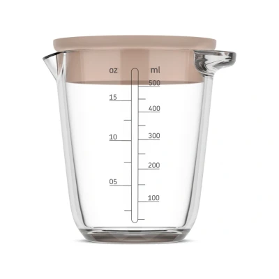 Afbeelding van Mepal Glas maatbeker met deksel Chef it 500 ml Maataanduiding Vaatwasmachine , magnetron en ovenbestendig Bakspullen Chalk
