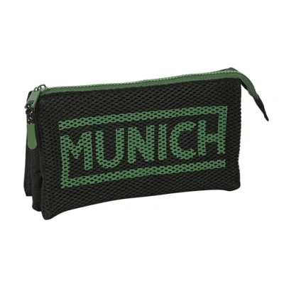 Afbeelding van Pennenetui met 3 vakken Munich Caviar Zwart 22 x 12 cm