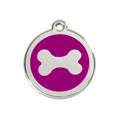 Afbeelding van Bone Purple roestvrijstalen hondenpenning medium/gemiddeld dia. 3 cm RedDingo