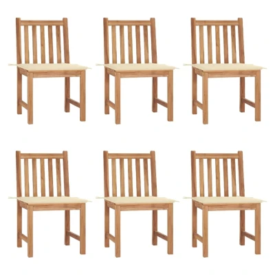 Afbeelding van Tuinstoelen 6 st met kussens massief teakhout