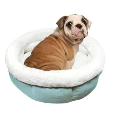 Afbeelding van ODIWEN Hondenbed, donut voor honden en katten, kattenmand, pluche bed honden, wasbaar, rond, kussen, kat, hond, 60 x 23 cm (lichtblauw)