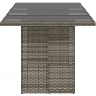 Afbeelding van vidaXL Tuintafel met glazen blad 190x80x74 cm poly rattan grijs