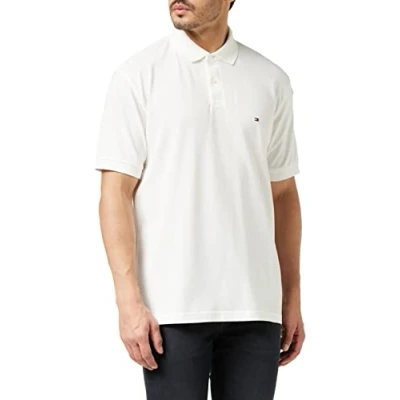 Image de Tommy Hilfiger Polo à manches courtes pour homme 1985 Coupe droite, Blanc (blanc), M