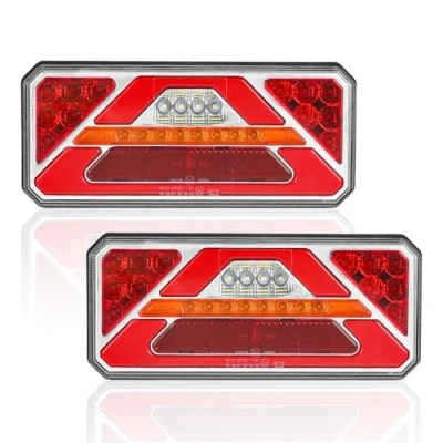Afbeelding van AOHEWEI 2 stuks aanhangerachterlichten 12 V / 24 V, superhelder, waterdicht, knipperlicht, remlicht, achterlicht, mistlamp, reflector, lamp voor aanhanger, vrachtwagen, caravan, bestelwagen, tractor