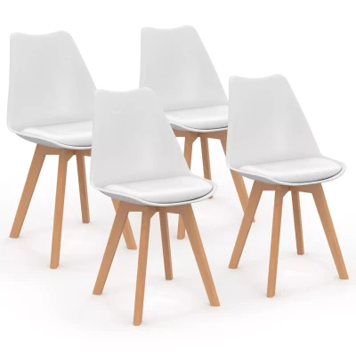 Afbeelding van Lot de 4 chaises scandinaves SARA blanches pour salle à manger