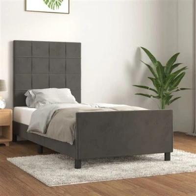 Afbeelding van vidaXL Bedframe met hoofdeinde fluweel donkergrijs 100x200 cm