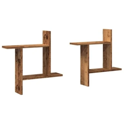 Image de vidaXL Étagères murales 2 pcs vieux bois 50x12x50 cm d&#039;ingénierie