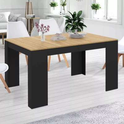 Afbeelding van ORLANDO uitschuifbare consoletafel, 6 zits, 140 cm, zwart hout en beukenfineer