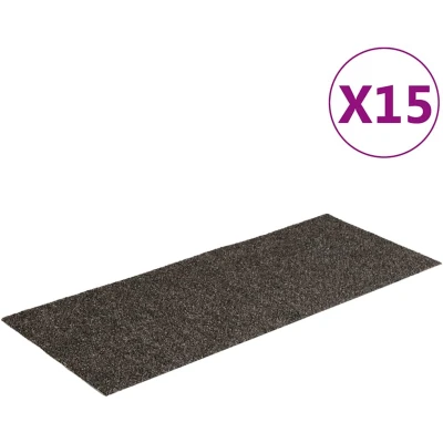 Afbeelding van 15 st Trapmatten zelfklevend rechthoekig 60x25 cm grijsbruin