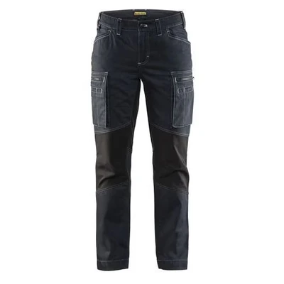 Image de Pantalon services stretch femme marine/noir, lavage industriel