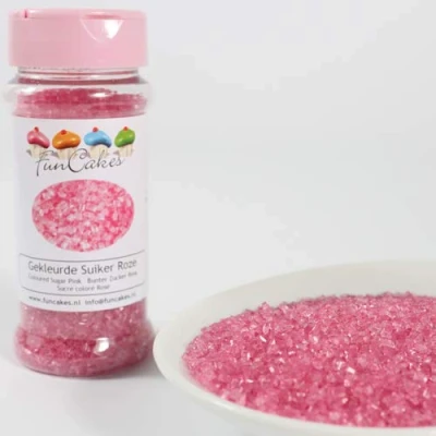 Afbeelding van FunCakes Kleurrijke suikerkristallen voor taartdecoratie, roze, 80 g
